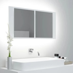 Καθρέφτης Μπάνιου με Ντουλάπι LED Λευκός 90x12x45 εκ. Ακρυλικός