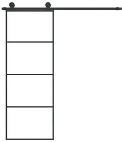 vidaXL Συρόμενη Πόρτα με Μηχανισμό 76x205 εκ. Γυαλί ESG &amp; Αλουμίνιο