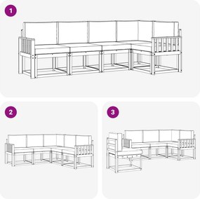 vidaXL Σειρά Καναπέ Εξωτερικού με μαξιλάρι 5 pcs Λευκό και Μπεζ