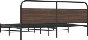 vidaXL Σκελετός Κρεβ. Χωρίς Στρώμα Καφέ Δρυς 193x203 εκ. Μεταλλικό