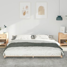 vidaXL Κρεβάτι δαπέδου Καφέ 200 x 200 cm Μασίφ ξύλο πεύκου
