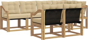 vidaXL Σειρά Καναπέ Εξωτερικού με μαξιλάρι 7 pcs Λευκό και Μπεζ