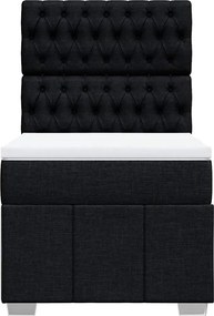 vidaXL Κρεβάτι Boxspring με Στρώμα Μαύρο 100 x 200 εκ. Υφασμάτινο
