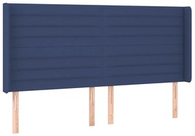 Κρεβάτι Boxspring με Στρώμα &amp; LED Μπλε 160x200 εκ. Υφασμάτινο - Μπλε