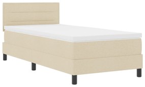 vidaXL Κρεβάτι με ελατήριο με Στρώμα & LED Κρέμα 90x200 εκ. Ύφασμα