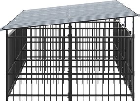 vidaXL Υπαίθριο Κλουβί Σκύλων με Οροφή από Χάλυβα 5,63 μ²