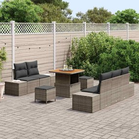 vidaXL Σετ Καναπέ Κήπου με μαξιλάρι 8 pcs Γκρι Πολυ ράταν