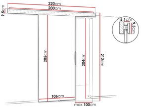 Συρόμενες πόρτες Dover 143, 28 kg, Sonoma οξιά, Πλαστικοποιημένη μοριοσανίδα, Ανοιχτό καφέ, Αλουμίνιο | Epipla1.gr