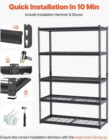 VEVOR Storage Shelves 5 Tier Adjustable Heavy Duty Garage Shelving Unit 3000 lbs