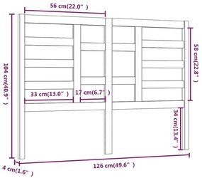 Κεφαλάρι Κρεβατιού Μελί 126 x 4 x 104 εκ. από Μασίφ Ξύλο Πεύκου - Καφέ