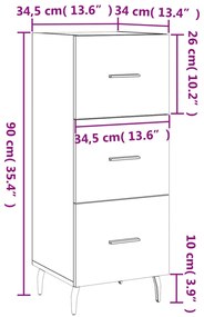 Ντουλάπι Sonoma Δρυς 34,5x34x90 εκ. από Επεξεργασμένο Ξύλο - Καφέ