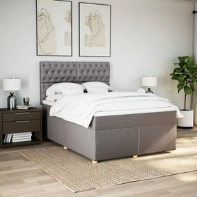 vidaXL Κρεβάτι Boxspring με Στρώμα Taupe 160x200 εκ. Υφασμάτινο