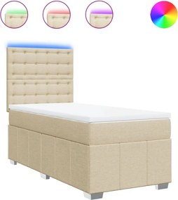 vidaXL Κρεβάτι Boxspring με Στρώμα Κρεμ 90x200 εκ.Υφασμάτινο