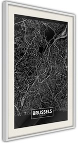 Αφίσα - City Map: Brussels (Dark) - 20x30 - Μαύρο - Με πασπαρτού