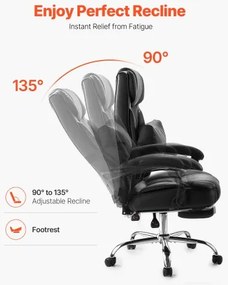 VEVOR Executive Chair High Back Office Chair with Footrest Lumbar Pillow Black