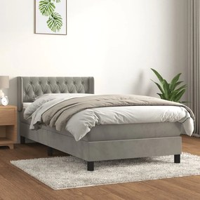 ΚΡΕΒΑΤΙ BOXSPRING ΜΕ ΣΤΡΩΜΑ ΑΝΟΙΧΤΟ ΓΚΡΙ 90X190 ΕΚ. ΒΕΛΟΥΔΙΝΟ 3131111