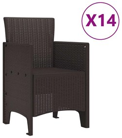vidaXL Σέτ φαγητού για κήπο 15 pcs Καφέ Rattan Polt