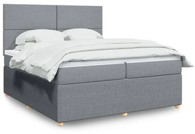 ΚΡΕΒΑΤΙ BOXSPRING ΜΕ ΣΤΡΩΜΑ ΑΝΟΙΧΤΟ ΓΚΡΙ 200X200 ΕΚ. ΥΦΑΣΜΑΤΙΝΟ 3294456