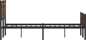 vidaXL Σκελετός Κρεβ. Χωρίς Στρώμα Καφέ Δρυς 150x200 εκ. Μεταλλικό