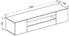 Ξύλινο Έπιπλο Τηλεόρασης PERUN Λευκό Μ200xΠ40xΥ45cm