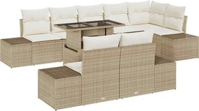 vidaXL Σετ Καναπέ Κήπου με αποθήκευση 9 pcs Μπεζ Πολυ ράταν