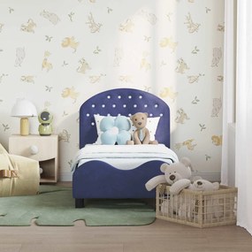 vidaXL Κρεβατική βάση για παιδιά με προσκέφαλο Μπλε Αστυνομίας Βελούδο