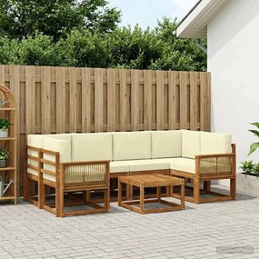 vidaXL Σειρά Καναπέ Εξωτερικού 7 pcs Φυσικό και Κρέμα Πολυεστέρας