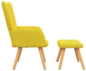 vidaXL Πολυθρόνα Relax Κίτρινη Μουσταρδί Υφασμάτινη με Σκαμπό