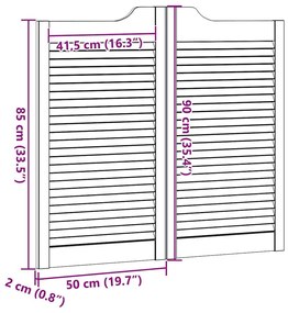 Ανοιγόμενες πόρτες περσίδες 2 ζευγών 90x100 cm μασίφ ξύλο πεύκο - Καφέ