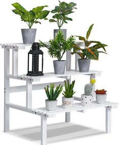 Ανθοστήλη Nextdeco ξύλινη λευκή 3 επιπέδων Υ60x56x60εκ.