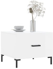 vidaXL Τραπεζάκι Σαλονιού Γυαλ. Λευκό 50 x 50 x 40 εκ. Επεξεργ. Ξύλο