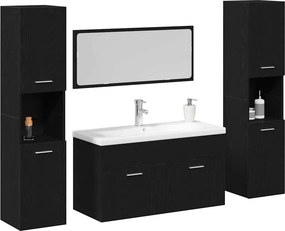 vidaXL Σετ Επίπλων Μπάνιου 4 pcs Μαύρη Οξυά Επεξεργασμένο ξύλο