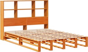vidaXL Κρεβάτι Βιβλιοθήκη Χωρίς Στρώμα Καφέ 150x200 εκ Μασίφ Πεύκο