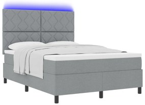 vidaXL Κρεβάτι με ελατήρια και στρώμα & Φωτισμό LED σε Ανοιχτό Γκρι, 140 x 200 εκ, Υφάσματος.