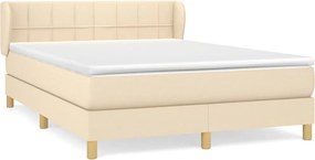 vidaXL Κρεβάτι Boxspring με Στρώμα Κρεμ 140x200 εκ. Υφασμάτινο