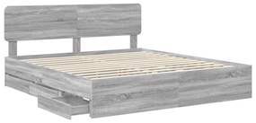 vidaXL Σκελετός Κρεβατιού Γκρίζο Σονομα 200 x 200 cm Μηχανήματος Ξύλο