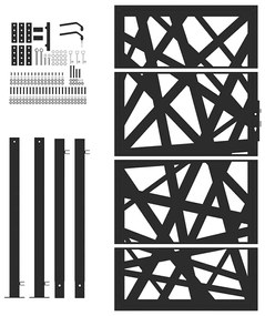 vidaXL Πύλη κήπου Μαύρη 105x180 cm Ατσάλινη ελαφριά σχεδίαση