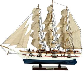 Ξύλινο Καράβι Ιστιοφόρο Cutty Sark 50x10xH45cm,Χρώμα Λευκό -Μπλε 31110