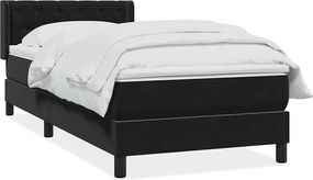 vidaXL Κρεβάτι Boxspring με Στρώμα Μαύρο 80x220 εκ. Βελούδινο