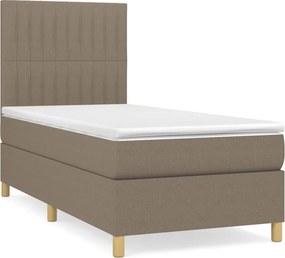 vidaXL Κρεβάτι Boxspring με Στρώμα Taupe 100 x 200 εκ. Υφασμάτινο