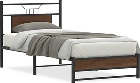 vidaXL Πλαίσιο Κρεβ. Χωρ. Στρώμα Καφέ Δρυς 90x200 εκ. Επεξ. Ξύλο