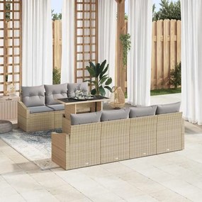 vidaXL Σετ Καναπέ Κήπου 8 pcs μπεζ και ανοιχτό γκρι 100 x 55 x 73 εκ