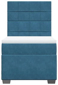 vidaXL Κρεβάτι Boxspring με Στρώμα Μπλε 100x200 εκ. Βελούδινο