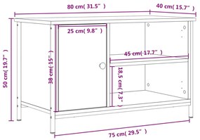 Έπιπλο Τηλεόρασης Γκρι Sonoma 80x40x50 εκ. από Επεξεργ. Ξύλο - Γκρι