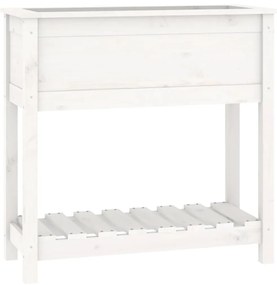vidaXL Ζαρντινιέρα με Ράφι Λευκή 82,5x34,5x81 εκ. Μασίφ Ξύλο Πεύκου