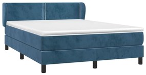 Κρεβάτι Boxspring με Στρώμα Σκούρο Μπλε 140x200 εκ. Βελούδινο - Μπλε