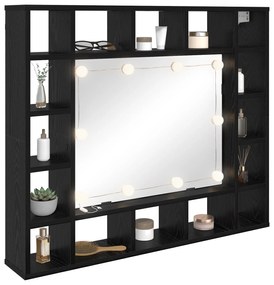 vidaXL Ντουλάπα Καθρέφτη με ράφι Μαύρη δρυς 91 x 15 x 76.5 εκ.