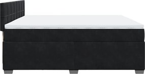 vidaXL Κρεβάτι Boxspring με Στρώμα Μαύρο 200x200 εκ. Βελούδινο