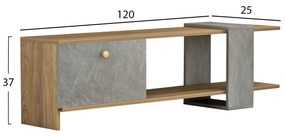 Έπιπλο Τηλεόρασης Henriette Μελαμίνη Φυσικό-Stone Texture 120x25x37Υεκ.