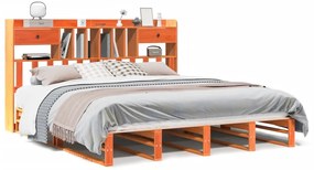 vidaXL Κρεβάτι Βιβλιοθήκη Χωρίς Στρώμα 200x200 εκ Μασίφ Ξύλο Πεύκου